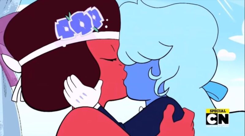 Ruby and Sapphire Kiss at their wedding - courtesy of CN