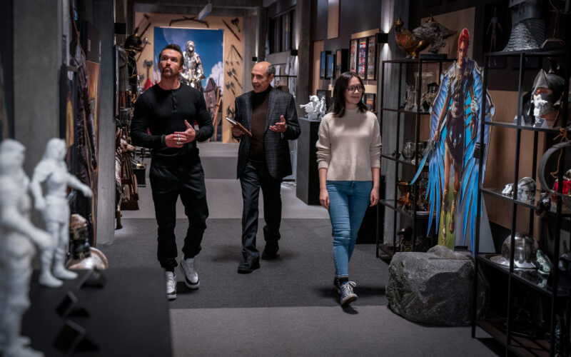 Rob McElhenney, F. Murray Abraham and Charlotte Nicdao in Mythic Quest