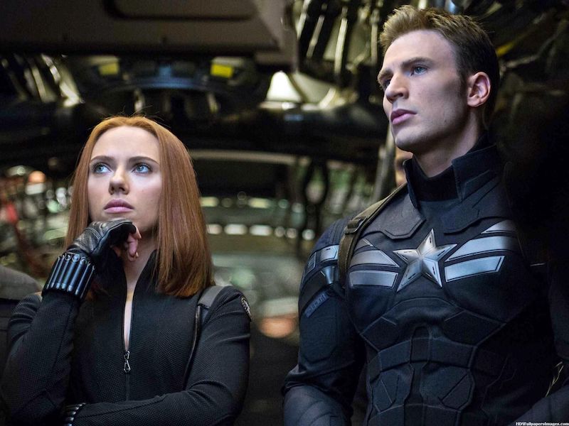Chris Evans and Scarlett Johansson in Captain America: The Winter Soldier