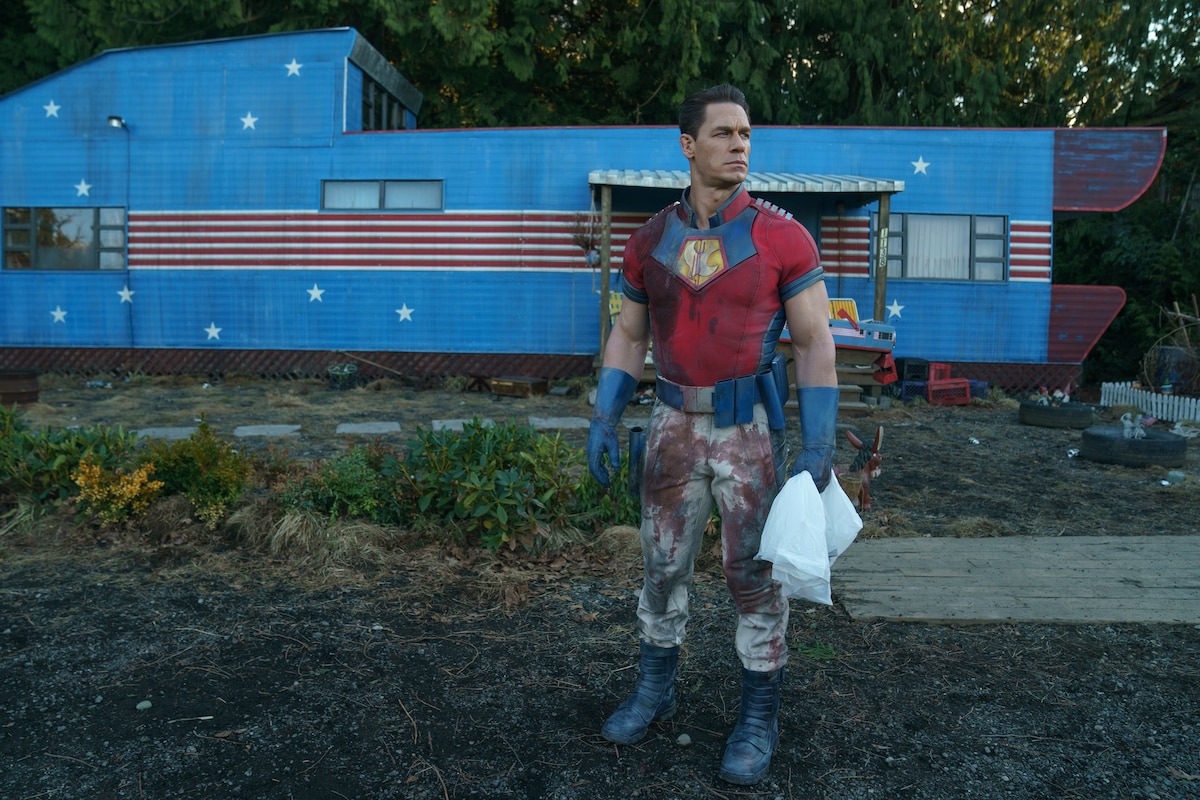 peacemaker-trailer Peacemaker outside of his mobile home