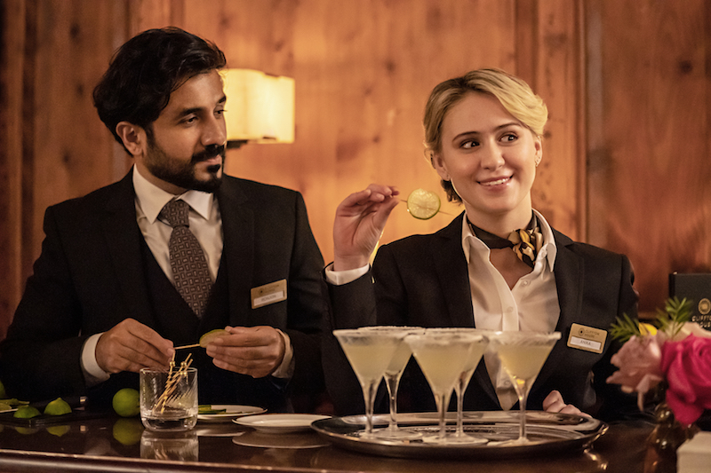 Vir Das as Ronjon, Maria Bakalova as Anika in The Bubble